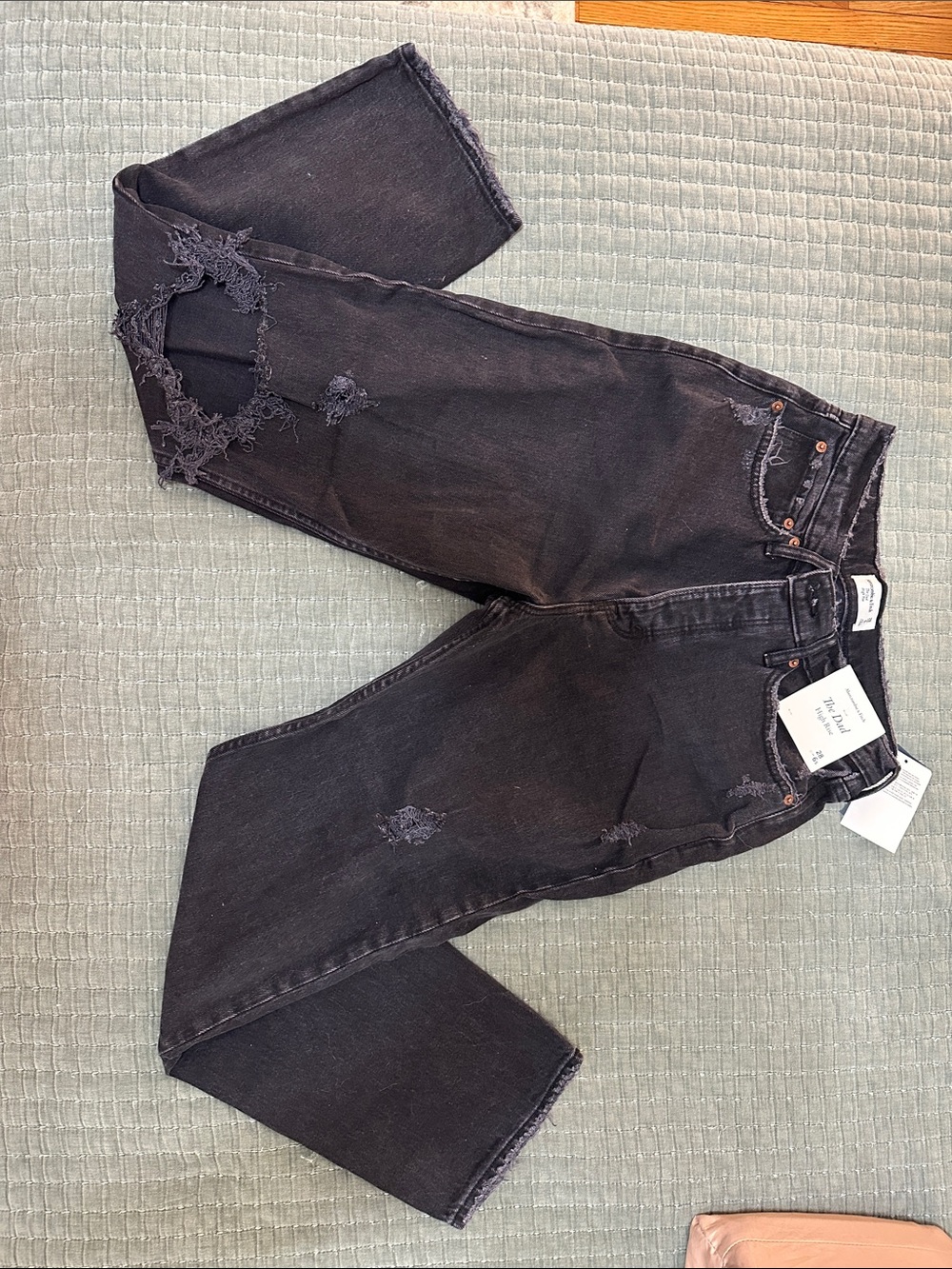 Abercrombie The Dad High-Rise Black Distressed High-Waist Jeans